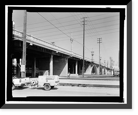 Historic Framed Print, Ninth Street Viaduct, Spanning Los Angeles River at Olympic Boulevard, Los Angeles, Los Angeles County, CA - 7,  17-7/8" x 21-7/8"