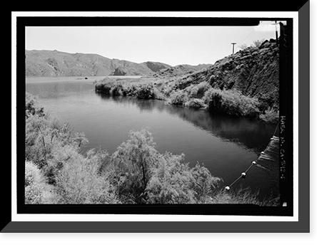 Historic Framed Print, Copper Basin Reservoir & Dam, 2.5 miles west of Gene Pump Plant, Parker Dam, San Bernardino County, CA - 6,  17-7/8" x 21-7/8"