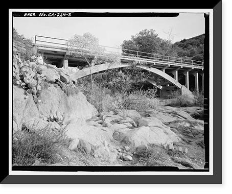 Historic Framed Print, Black Canyon Road Bridge, Spanning Santa Ysabel Creek at intersection of Black Canyon & Sutherland Dam Roads, Ramona, San Diego County, CA - 3,  17-7/8" x 21-7/8"