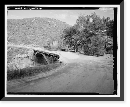 Historic Framed Print, Black Canyon Road Bridge, Spanning Santa Ysabel Creek at intersection of Black Canyon & Sutherland Dam Roads, Ramona, San Diego County, CA - 4,  17-7/8" x 21-7/8"