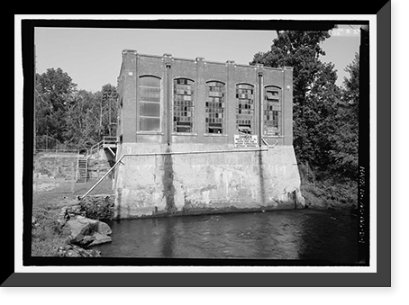Historic Framed Print, Riverdale Cotton Mill, Powerhouse & Dam, Valley, Chambers County, AL,  17-7/8" x 21-7/8"