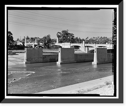 Historic Framed Print, Glendale-Hyperion Viaduct, Spanning Golden State Freeway (Interstate 5) and Los Angeles River, Los Angeles, Los Angeles County, CA,  17-7/8" x 21-7/8"