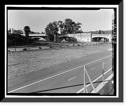 Historic Framed Print, Glendale-Hyperion Viaduct, Spanning Golden State Freeway (Interstate 5) and Los Angeles River, Los Angeles, Los Angeles County, CA - 3,  17-7/8" x 21-7/8"