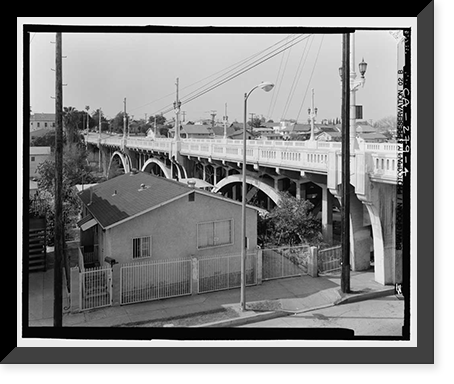 Historic Framed Print, Fourth Street Bridge, Spanning Lorena Avenue, Los Angeles, Los Angeles County, CA - 4,  17-7/8" x 21-7/8"