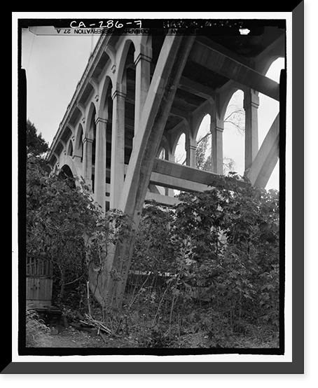 Historic Framed Print, Franklin Avenue Bridge, Los Angeles, Los Angeles County, CA - 7,  17-7/8" x 21-7/8"