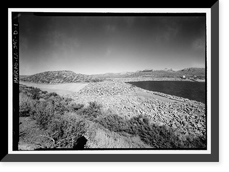 Historic Framed Print, Los Angeles Aqueduct, Grant Lake Dam, Los Angeles, Los Angeles County, CA,  17-7/8" x 21-7/8"
