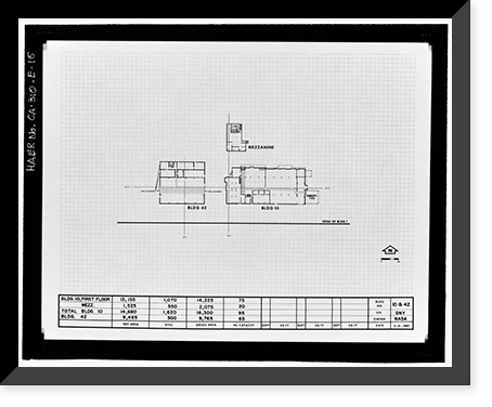 Historic Framed Print, NASA Industrial Plant, Maintenance Facility, 12214 Lakewood Boulevard, Downey, Los Angeles County, CA - 15,  17-7/8" x 21-7/8"