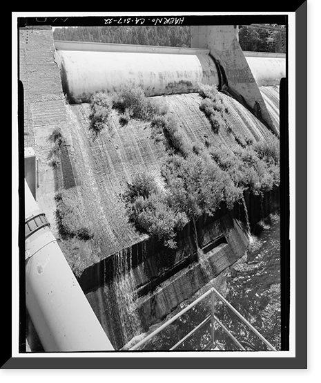 Historic Framed Print, Pit 4 Diversion Dam, Pit River west of State Highway 89, Big Bend, Shasta County, CA - 22,  17-7/8" x 21-7/8"