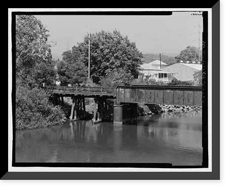 Historic Framed Print, Napa River Railroad Bridge, Spanning Napa River, east of Soscol Avenue, Napa, Napa County, CA - 2,  17-7/8" x 21-7/8"