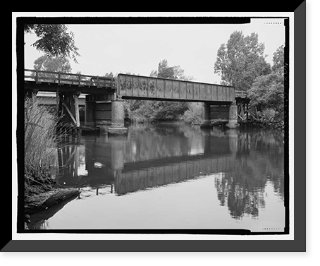 Historic Framed Print, Napa River Railroad Bridge, Spanning Napa River, east of Soscol Avenue, Napa, Napa County, CA - 5,  17-7/8" x 21-7/8"
