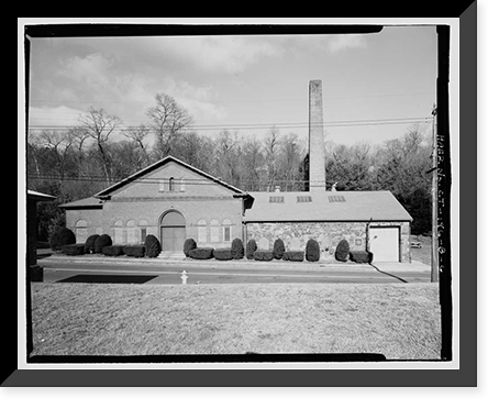 Historic Framed Print, Lake Whitney Water Filtration Plant, Armory Street Pumphouse, North side of Armory Street between Edgehill Road & Whitney Avenue, Hamden, New Haven County, CT - 6,  17-7/8" x 21-7/8"