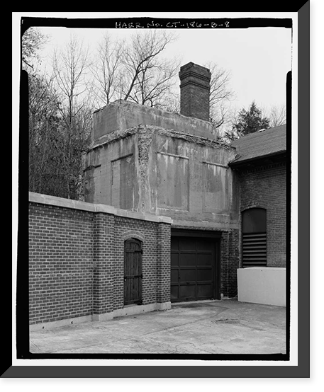 Historic Framed Print, Lake Whitney Water Filtration Plant, Armory Street Pumphouse, North side of Armory Street between Edgehill Road & Whitney Avenue, Hamden, New Haven County, CT - 8,  17-7/8" x 21-7/8"