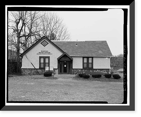 Historic Framed Print, Lake Whitney Water Filtration Plant, Lake Whitney Dam, East side of Whitney Avenue near intersection with Armory Street, Hamden, New Haven County, CT - 7,  17-7/8" x 21-7/8"