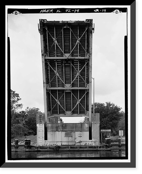 Historic Framed Print, Palm Valley Bridge, County Road 210 spanning Intracoastal Waterway, Ponte Vedra Beach, St. Johns County, FL - 14,  17-7/8" x 21-7/8"
