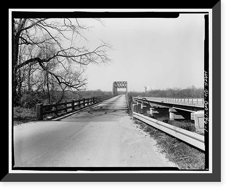 Historic Framed Print, Sand Bar Ferry Bridge, Spanning Savannah River  on State Highway 28, Augusta, Richmond County, GA,  17-7/8" x 21-7/8"