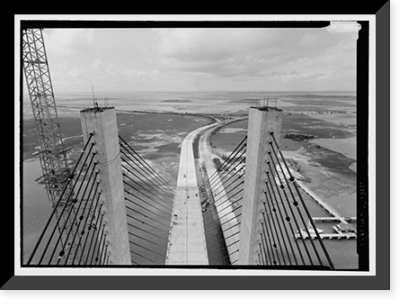 Historic Framed Print, Sidney Lanier Bridge, Spanning Brunswick River, Brunswick, Glynn County, GA - 9,  17-7/8" x 21-7/8"