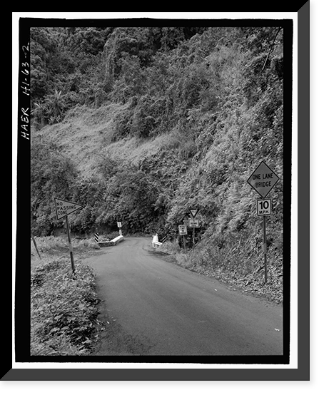 Historic Framed Print, Paihi Bridge, Spanning Paihi Gulch at Hana Highway (County Route 31), Kipahulu, Maui County, HI - 2,  17-7/8" x 21-7/8"