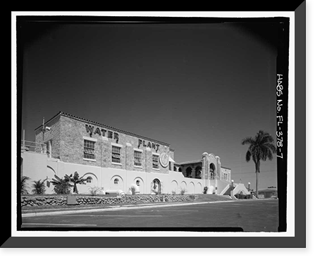 Historic Framed Print, Miami Municipal Water Softening Plant, 700 West Second Avenue, Hialeah, Miami-Dade County, FL - 7,  17-7/8" x 21-7/8"