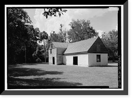 Historic Framed Print, Kingsley Plantation, Barn, 11676 Palmetto Avenue, Jacksonville, Duval County, FL - 7,  17-7/8" x 21-7/8"