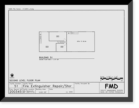 Historic Framed Print, U.S. Naval Air Station, Locomotive Shed, South Avenue, Pensacola, Escambia County, FL - 14,  17-7/8" x 21-7/8"