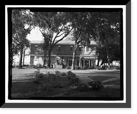 Historic Framed Print, Richmond Hill Plantation, Laboratory-Powerhouse & Chimney, East of Richmond Hill on Ford Neck Road, Richmond Hill, Bryan County, GA - 6,  17-7/8" x 21-7/8"