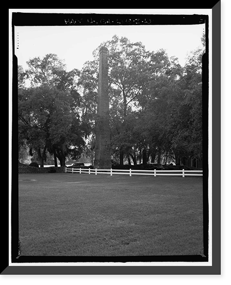 Historic Framed Print, Richmond Hill Plantation, Laboratory-Powerhouse & Chimney, East of Richmond Hill on Ford Neck Road, Richmond Hill, Bryan County, GA - 13,  17-7/8" x 21-7/8"