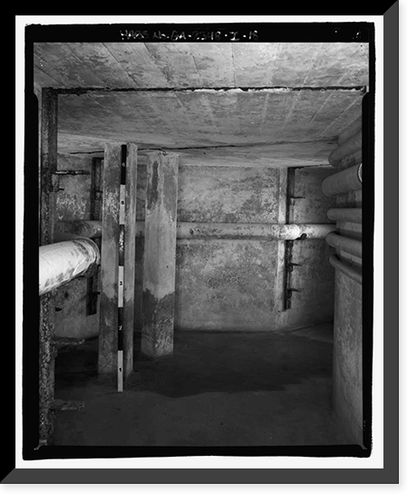 Historic Framed Print, Richmond Hill Plantation, Laboratory-Powerhouse & Chimney, East of Richmond Hill on Ford Neck Road, Richmond Hill, Bryan County, GA - 18,  17-7/8" x 21-7/8"