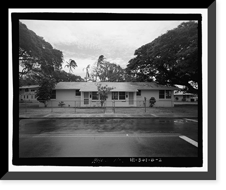 Historic Framed Print, U.S. Naval Base, Pearl Harbor, Housing Area 1, Single Story Duplex Type, Bounded by Kamehameha Highway, Plantation Drive, South Avenue, Pearl City, Honolulu County, HI - 2,  17-7/8" x 21-7/8"