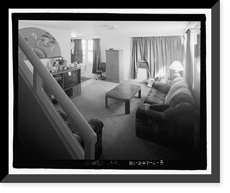 Historic Framed Print, U.S. Naval Base, Pearl Harbor, Housing Area 1, Fourplex Type, Bounded by Kamehameha Highway, Plantation Drive, South Avenue, Pearl City, Honolulu County, HI - 8,  17-7/8" x 21-7/8"