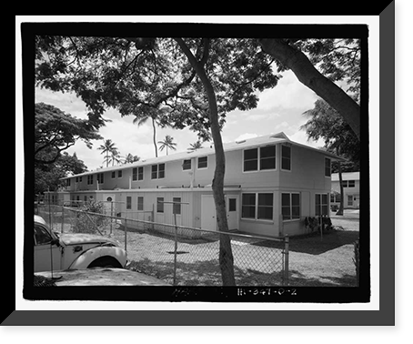 Historic Framed Print, U.S. Naval Base, Pearl Harbor, Housing Area 1, Sixplex Type, Bounded by Kamehameha Highway, Plantation Drive, South Avenue, Pearl City, Honolulu County, HI - 2,  17-7/8" x 21-7/8"