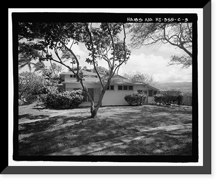 Historic Framed Print, U.S. Naval Base, Pearl Harbor, Naval Housing Area Makalapa, Senior Officers' Quarters Type C, North end of Makalapa Drive, Pearl City, Honolulu County, HI - 3,  17-7/8" x 21-7/8"