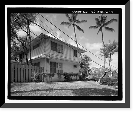 Historic Framed Print, U.S. Naval Base, Pearl Harbor, Naval Housing Area Makalapa, Senior Officers' Quarters Type C, North end of Makalapa Drive, Pearl City, Honolulu County, HI - 5,  17-7/8" x 21-7/8"
