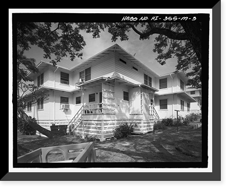 Historic Framed Print, U.S. Naval Base, Pearl Harbor, Naval Housing Area Makalapa, Angle Two-Bedroom Duplex Type N, Kamakani Place & Makalapa Drive, Pearl City, Honolulu County, HI - 3,  17-7/8" x 21-7/8"