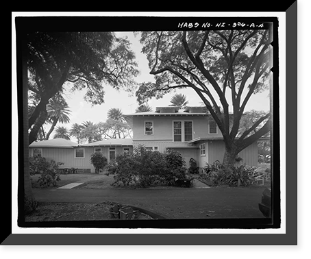 Historic Framed Print, U.S. Naval Base, Pearl Harbor, Naval Housing Area Hospital Point, Surgeon's Quarters Type, 2-5 First Street, Pearl City, Honolulu County, HI - 4,  17-7/8" x 21-7/8"