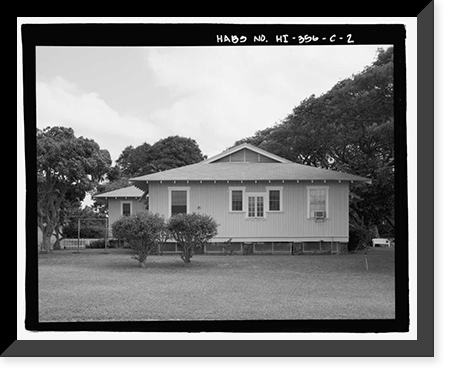 Historic Framed Print, U.S. Naval Base, Pearl Harbor, Naval Housing Area Hospital Point, Quarters for Officer in Charge of Radio Station, 1 Ford Island Way, Pearl City, Honolulu County, HI - 2,  17-7/8" x 21-7/8"