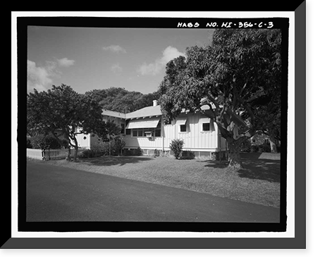 Historic Framed Print, U.S. Naval Base, Pearl Harbor, Naval Housing Area Hospital Point, Quarters for Officer in Charge of Radio Station, 1 Ford Island Way, Pearl City, Honolulu County, HI - 3,  17-7/8" x 21-7/8"