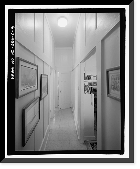 Historic Framed Print, U.S. Naval Base, Pearl Harbor, Naval Housing Area Hospital Point, Quarters for Officer in Charge of Radio Station, 1 Ford Island Way, Pearl City, Honolulu County, HI - 8,  17-7/8" x 21-7/8"