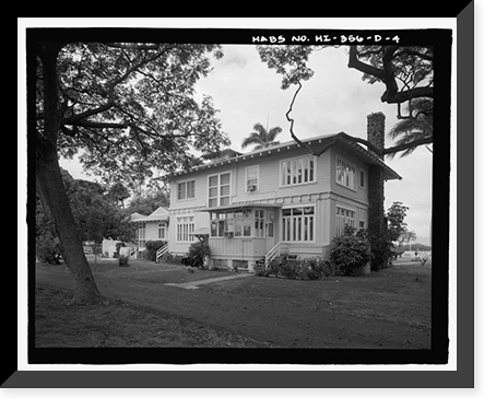 Historic Framed Print, U.S. Naval Base, Pearl Harbor, Naval Housing Area Hospital Point, Commanding Officer's Quarters, 6-8 First Street, Pearl City, Honolulu County, HI - 4,  17-7/8" x 21-7/8"