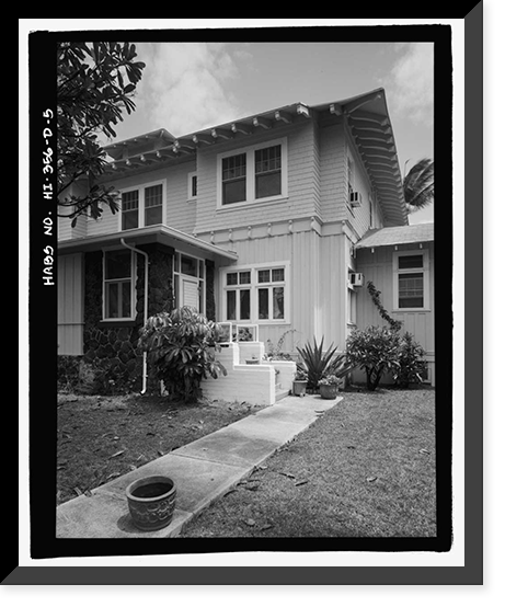 Historic Framed Print, U.S. Naval Base, Pearl Harbor, Naval Housing Area Hospital Point, Commanding Officer's Quarters, 6-8 First Street, Pearl City, Honolulu County, HI - 5,  17-7/8" x 21-7/8"