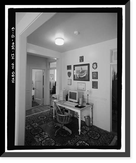 Historic Framed Print, U.S. Naval Base, Pearl Harbor, Naval Housing Area Hospital Point, Commanding Officer's Quarters, 6-8 First Street, Pearl City, Honolulu County, HI - 13,  17-7/8" x 21-7/8"