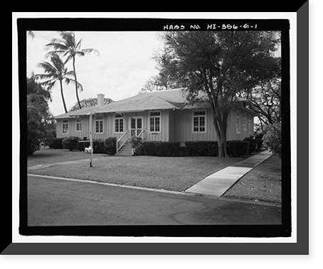 Historic Framed Print, U.S. Naval Base, Pearl Harbor, Naval Housing Area Hospital Point, Junior Officer's Quarters Type, 11-12 First Street, Pearl City, Honolulu County, HI,  17-7/8" x 21-7/8"