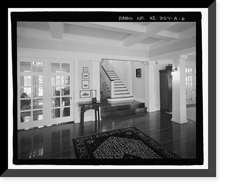 Historic Framed Print, U.S. Naval Base, Pearl Harbor, Naval Housing Area Hale Alii, Commandant's Quarters, 6 Hale Alii Avenue, Pearl City, Honolulu County, HI - 6,  17-7/8" x 21-7/8"