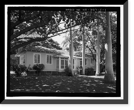 Historic Framed Print, U.S. Naval Base, Pearl Harbor, Naval Housing Area Hale Alii, Junior Officers' Quarters Type, 9-10 Hale Alii Avenue, 1-2 Eighth Street, Pearl City, Honolulu County, HI,  17-7/8" x 21-7/8"