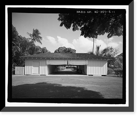 Historic Framed Print, U.S. Naval Base, Pearl Harbor, Naval Housing Area Hale Alii, Shared Carport Type with Storerooms, End of driveways off Hale Alii Avenue, Pearl City, Honolulu County, HI,  17-7/8" x 21-7/8"