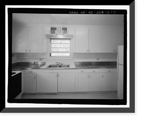 Historic Framed Print, U.S. Naval Base, Pearl Harbor, Naval Housing Area Pearl City Peninsula, House & Garage, 346 Laniwai Avenue, Pearl City, Honolulu County, HI - 7,  17-7/8" x 21-7/8"