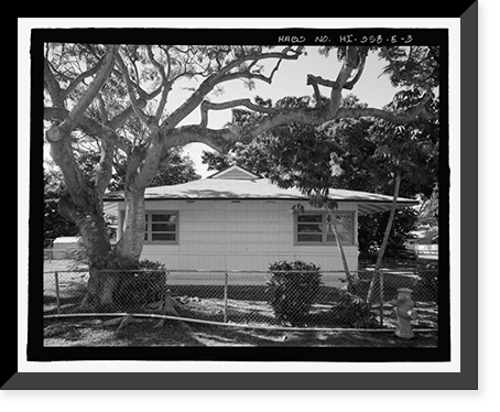 Historic Framed Print, U.S. Naval Base, Pearl Harbor, Naval Housing Area Pearl City Peninsula, Defense Housing Project Type 47A, 308 Laniwai Avenue, Pearl City, Honolulu County, HI - 3,  17-7/8" x 21-7/8"