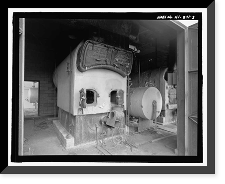 Historic Framed Print, U.S. Naval Base, Pearl Harbor, Boiler House, Hancock Avenue near intersection with Saratoga Boulevard, Pearl City, Honolulu County, HI - 3,  17-7/8" x 21-7/8"