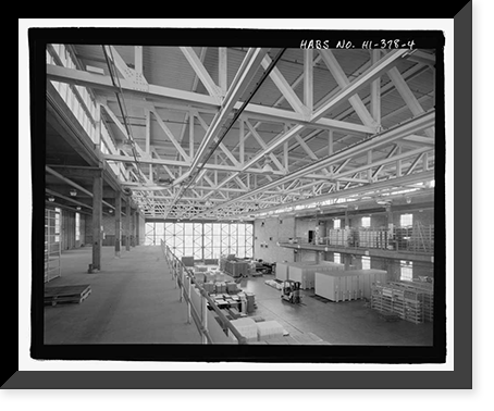 Historic Framed Print, U.S. Naval Base, Pearl Harbor, Aircraft Storehouse, Lexington Boulevard, Liscombe Bay Street & St. Lo Avenue, Pearl City, Honolulu County, HI - 4,  17-7/8" x 21-7/8"