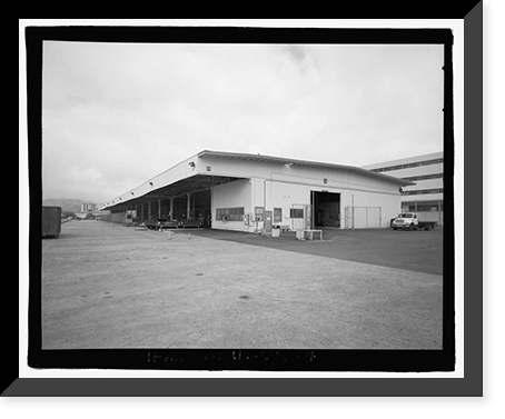 Historic Framed Print, U.S. Naval Base, Pearl Harbor, Waterfront Transit Shed, Corner of Gaffney Street & Astoria Avenue along Wharf K11, Pearl City, Honolulu County, HI - 4,  17-7/8" x 21-7/8"