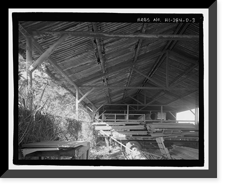 Historic Framed Print, Ewa Plantation Company Industrial Center, Lumber Shed, Honouliuli Plain, near intersection of Renton Road & Park Row, Ewa, Honolulu County, HI - 3,  17-7/8" x 21-7/8"